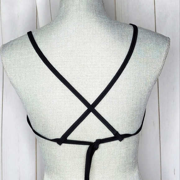 69 Slam Swimwear Black/White Wave Print 3 Way Tie Triangle Bikini Top - Picture 3 of 7